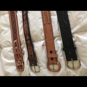 4 Hand tooled leather western belts